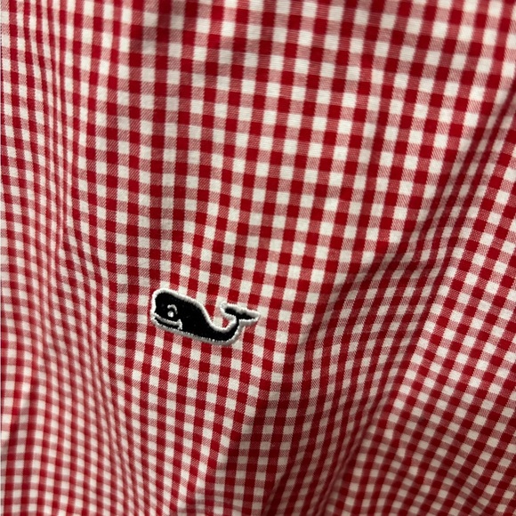 Vineyard Vines Men’s Red Gingham Check Button Down Whale Shirt Size Large - Picture 4 of 4